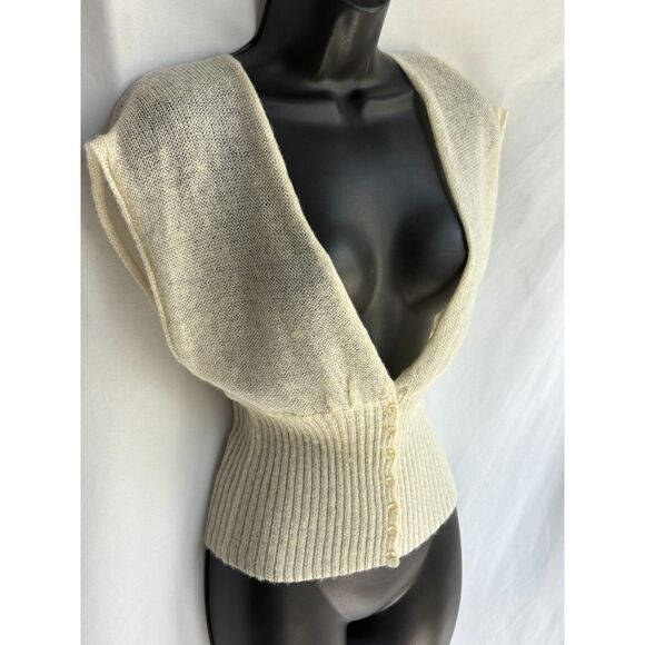 Vintage Old Navy Mohair Blend Y2K Sweater Top Vest Size S Classy Natural Minimal - Picture 4 of 9